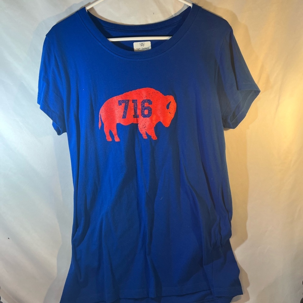 Top of the World Blue Tee with Red Graphic